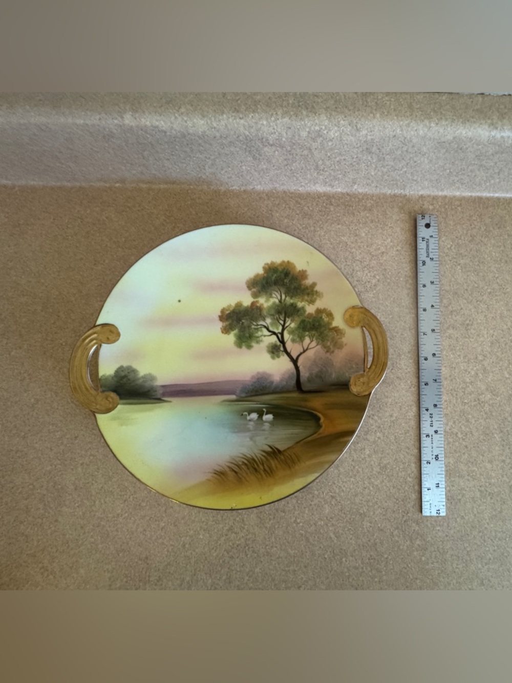 Noritake Hand-painted porcelain handled cake plate